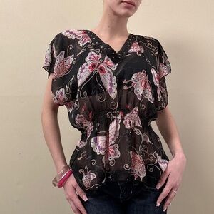 Whimsy Y2K fairy butterfly blouse